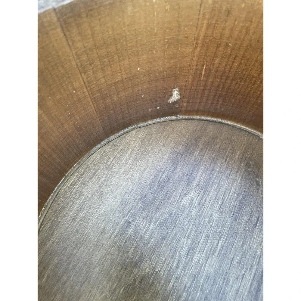 Vintage Wooden Firkin Sugar Bucket Swing Handle Lid 2 Brass Bands 12
